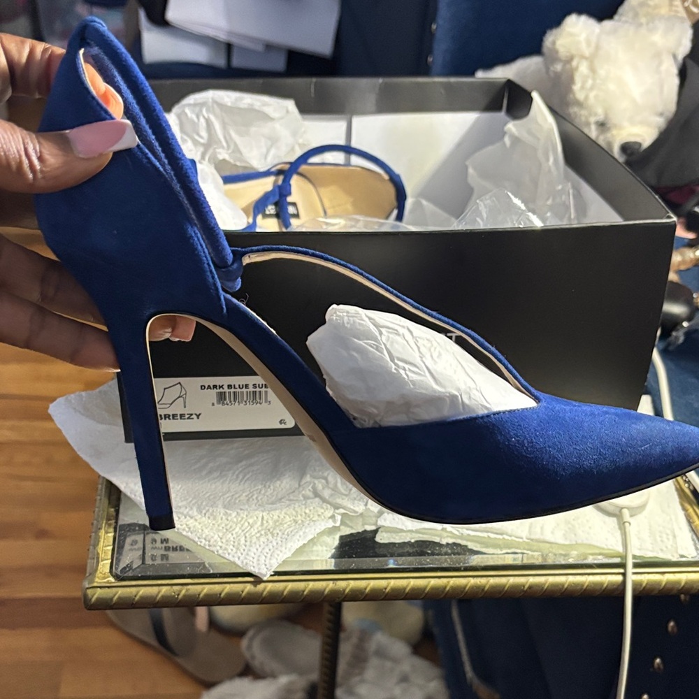 Nine West Dark Blue Suede Heels